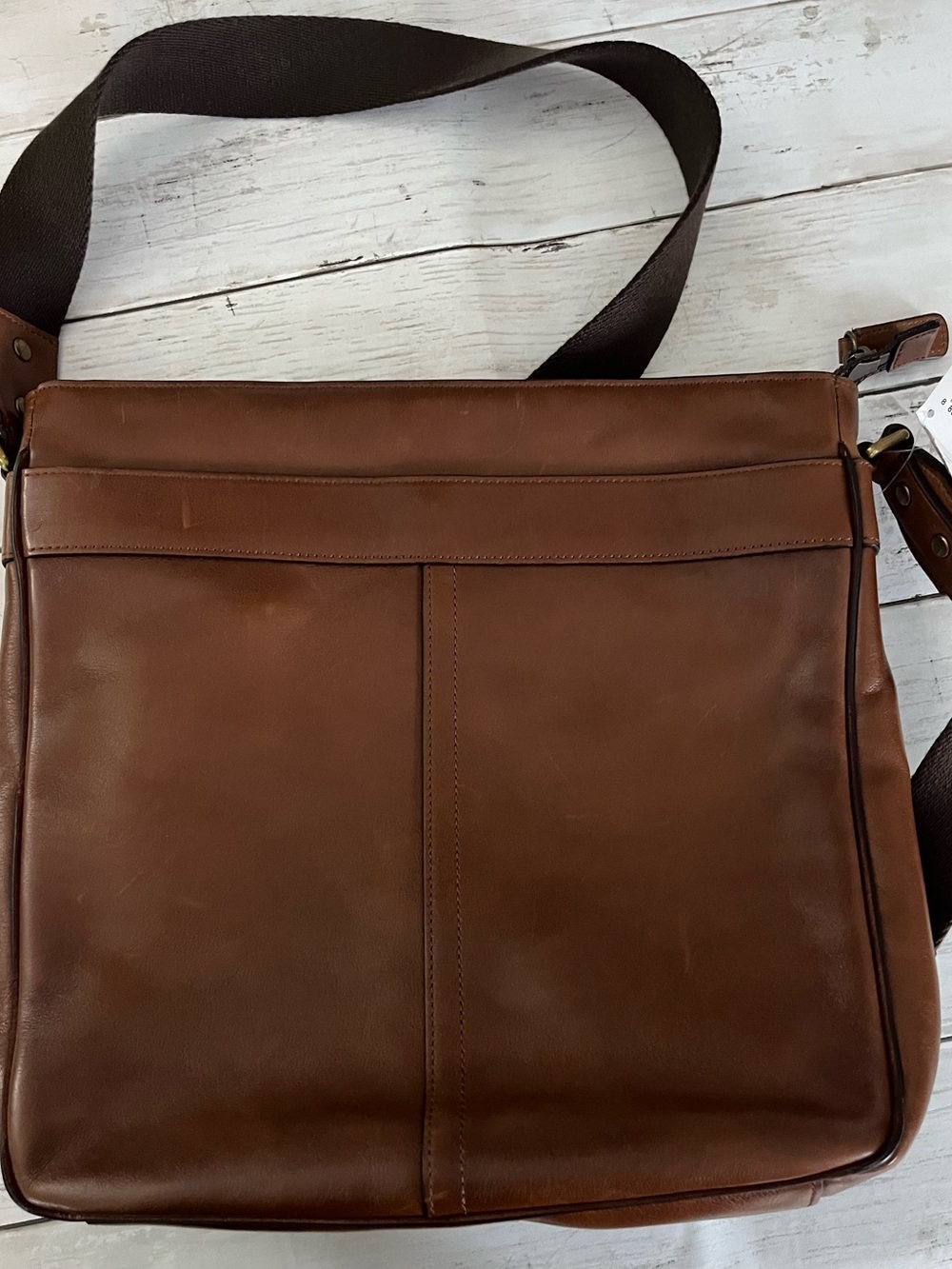 Coach Brown Leather Messenger Crossbody with Front Zip - Picture 8 of 13
